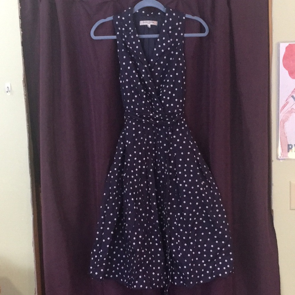 Vintage styled blue and white pokadot dress size 8